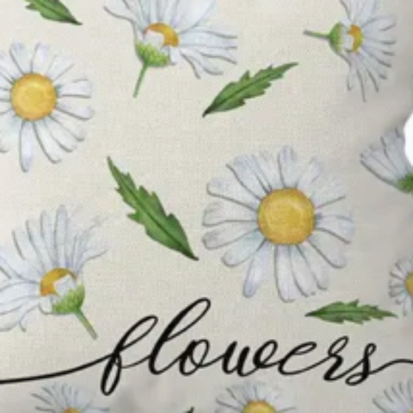 NEW LINEN FLORAL DAISIES SPRING/SUMMER DECORATIVE FLOWERS QUOTE PILLOW 18" X 18" - Picture 6 of 6